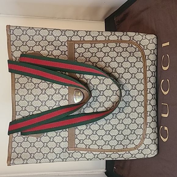 GUCCI PLUS VINTAGE 70’S WEB SHERRY TOTE FROM LIMITED RUN GUCCI PLUS COLLECTION - Picture 1 of 17